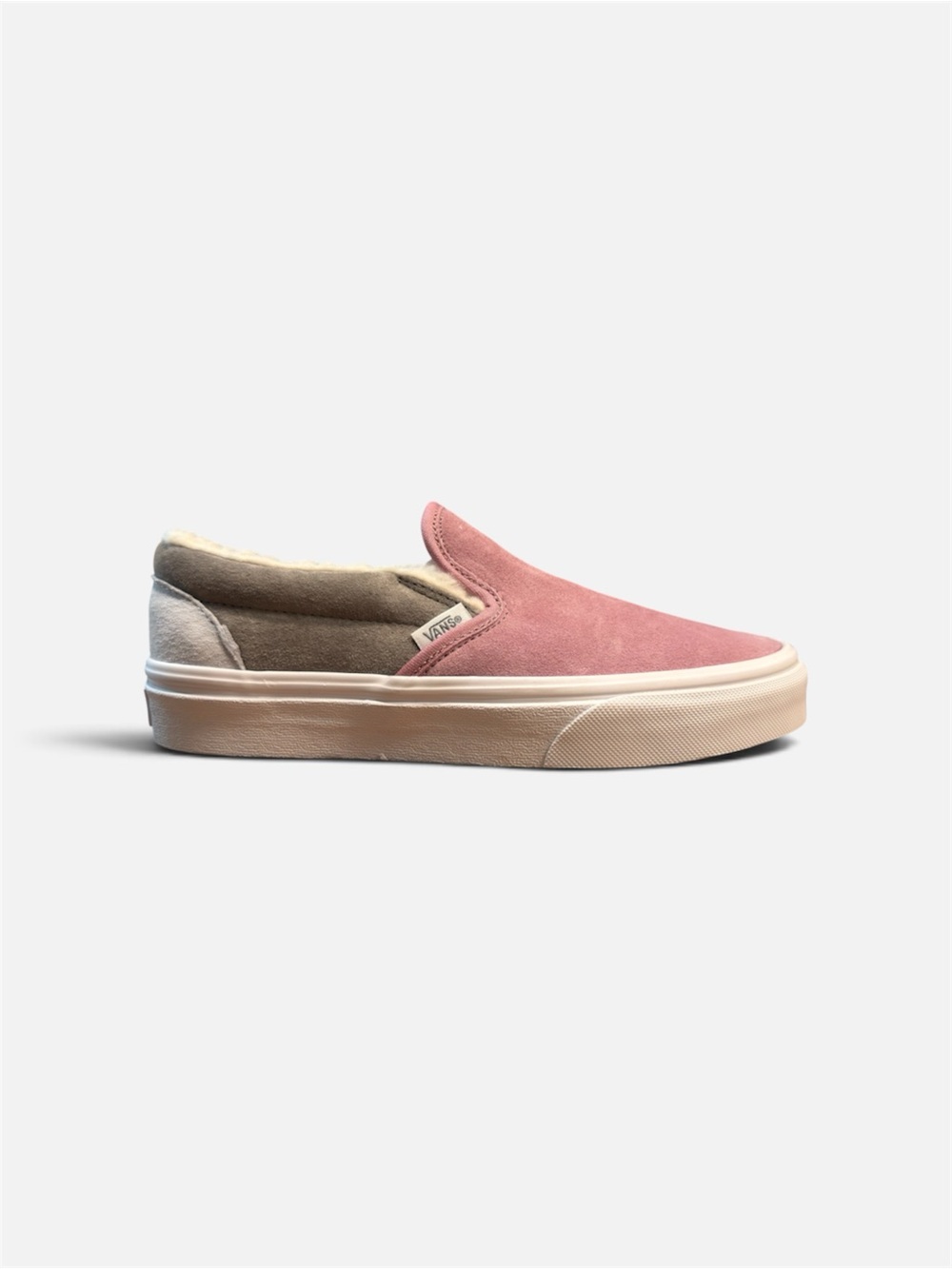 Vans Faux Fur Slip-On Sneakers Pink Gray White Sz 6.5